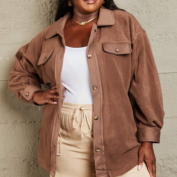 Heimish Cozy Girl Full Size Button Down Shacket - Picture 6 of 10